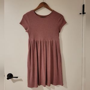 Dusty pink waffle knit dress with pockets
